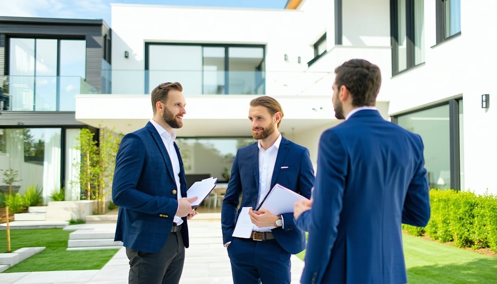 Professional property management team overseeing real estate assets Professional property management team overseeing real estate assets